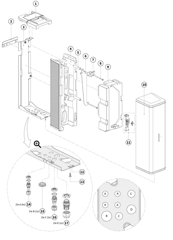 Exploded view Intergas Xtend Mono binnenunit: Mantel