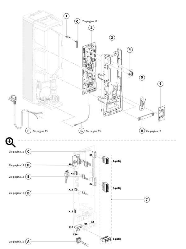 Exploded view Intergas Xtend Mono binnenunit: Regelunit
