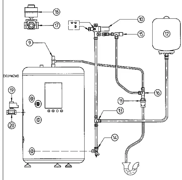 Exploded view Daikin EKHWS300B3Z2 | warmwatertank 300 liter: Appendages