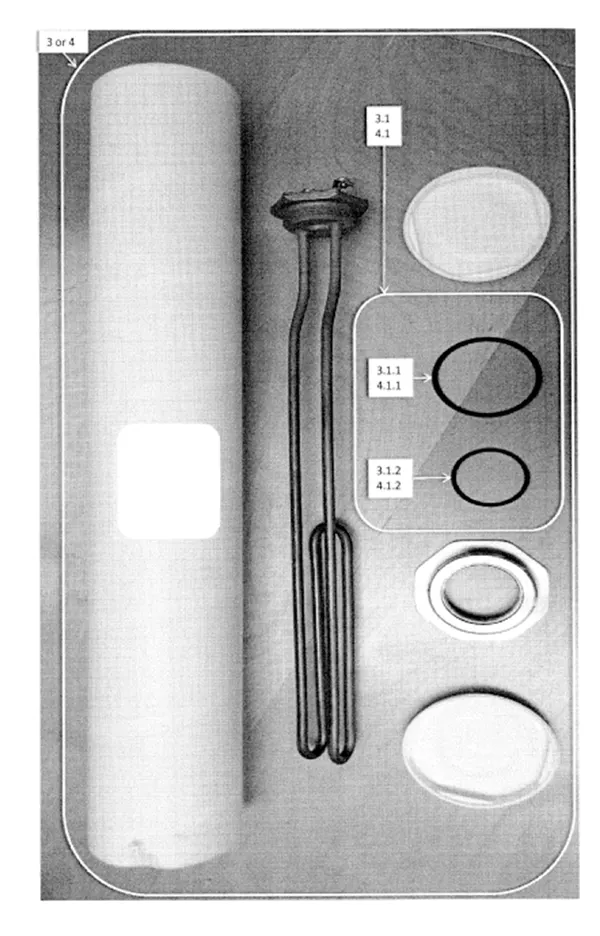 Exploded view Daikin EKHWS300B3Z2 | warmwatertank 300 liter: Verwarmingselement