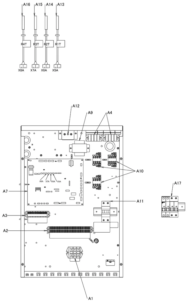 Exploded view Daikin EHBH08CB9W | LT binnendeel 8kW 400V: Elektra