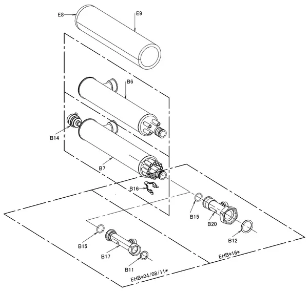 Exploded view Daikin EHBH08CB9W | LT binnendeel 8kW 400V: Verwarmer