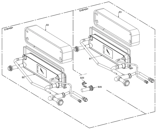 Exploded view Daikin EHBH08CB9W | LT binnendeel 8kW 400V: Wisselaar