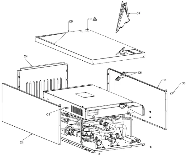 Exploded view Daikin EHBH16CB3V | LT binnendeel 16kW 230V: Mantel