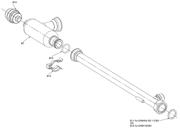 Exploded view Daikin EHBH16CB3V | LT binnendeel 16kW 230V: Waterzijdig