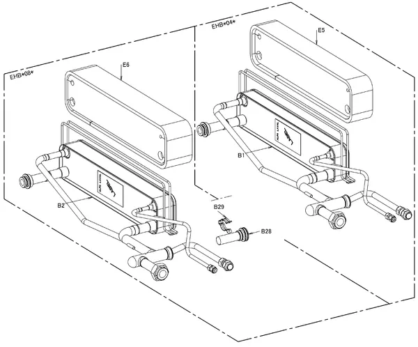 Exploded view Daikin EHBH16CB3V | LT binnendeel 16kW 230V: Wisselaar