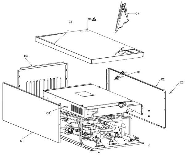 Exploded view Daikin EHBH16CB9W | LT binnendeel 16kW 400V: Mantel