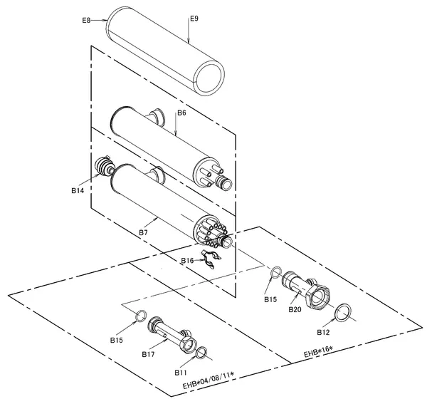 Exploded view Daikin EHBH16CB9W | LT binnendeel 16kW 400V: Verwarmer