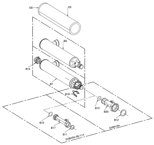 Exploded view Daikin EHBX11CB9W | LT binnendeel 9kW 400V: Verwarmer