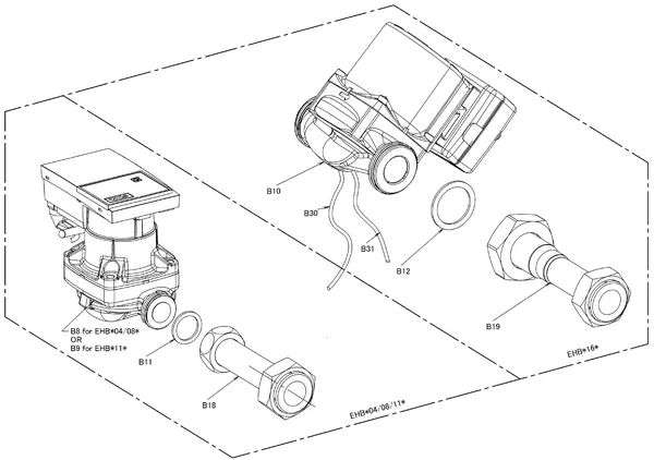 Exploded view Daikin EHBX11CB9W | LT binnendeel 9kW 400V: Waterpomp