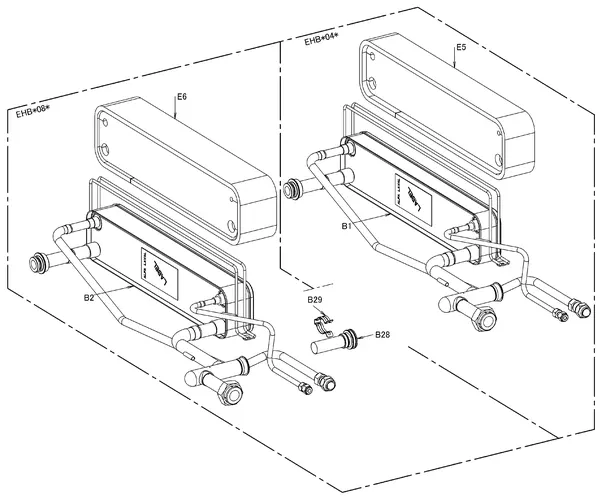 Exploded view Daikin EHBX11CB9W | LT binnendeel 9kW 400V: Wisselaar