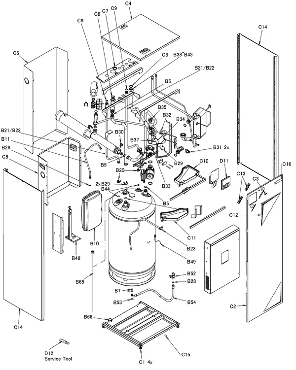 Exploded view Daikin EHVH08S26CB9W | LT binnendeel 8kW 400V: Mantel