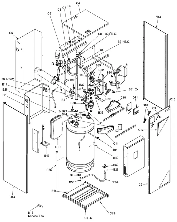 Exploded view Daikin EHVX04S18CB3V | LT binnendeel 4kW 230V: Mantel