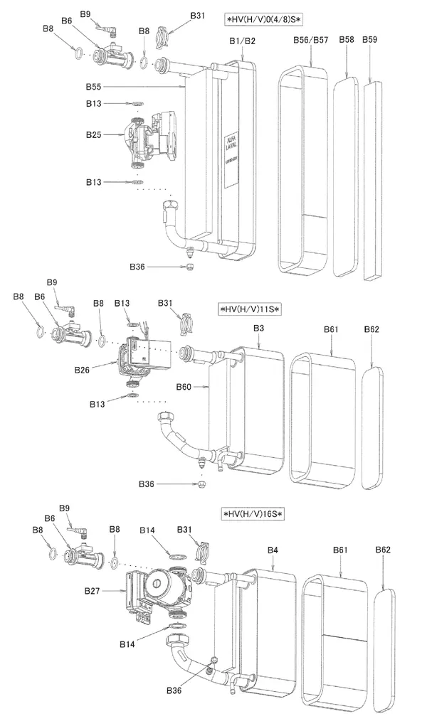 Exploded view Daikin EHVX08S26CB9W | vloermodel 8kW: Pomp