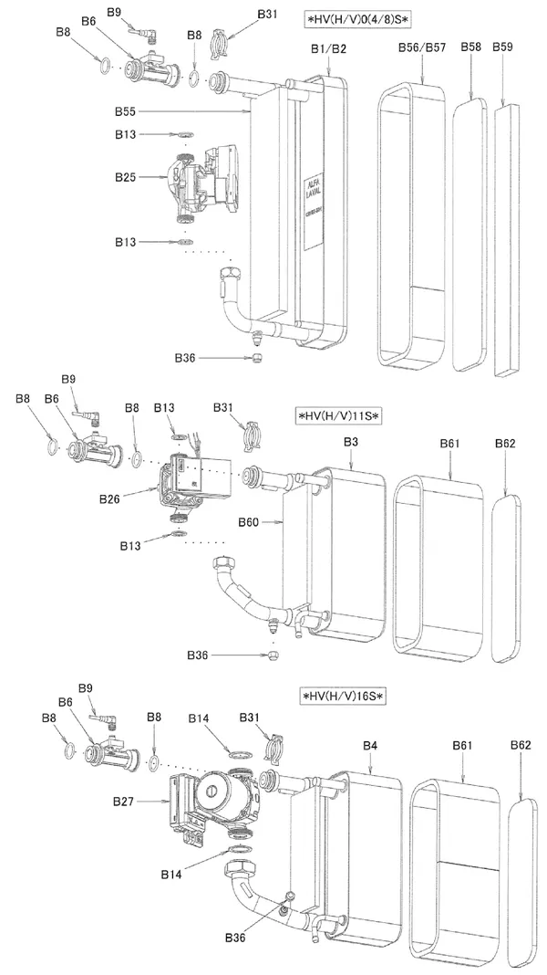 Exploded view Daikin EHVX11S26CB9W | vloermodel 11kW: Pomp