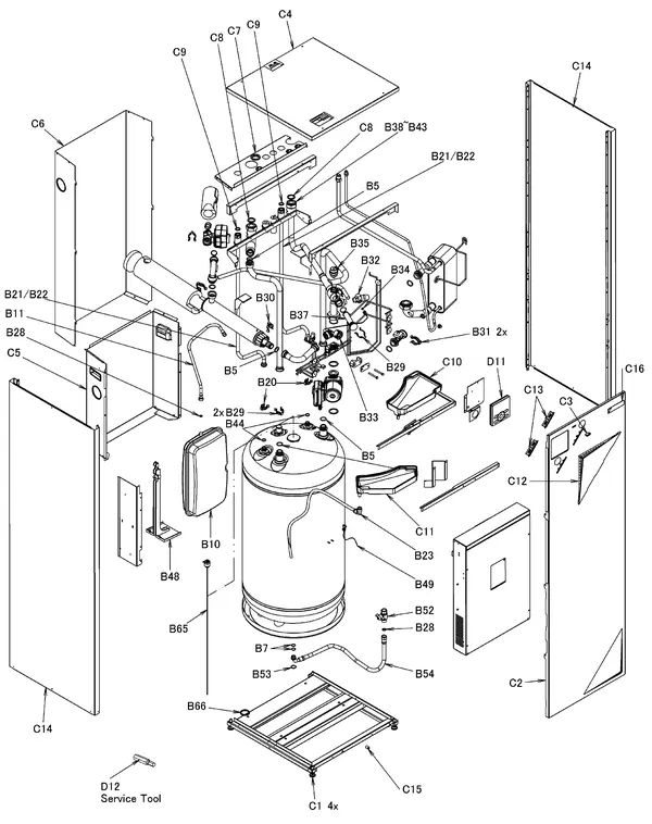 Exploded view Daikin EHVX11S18CB3V | LT binnendeel: Mantel