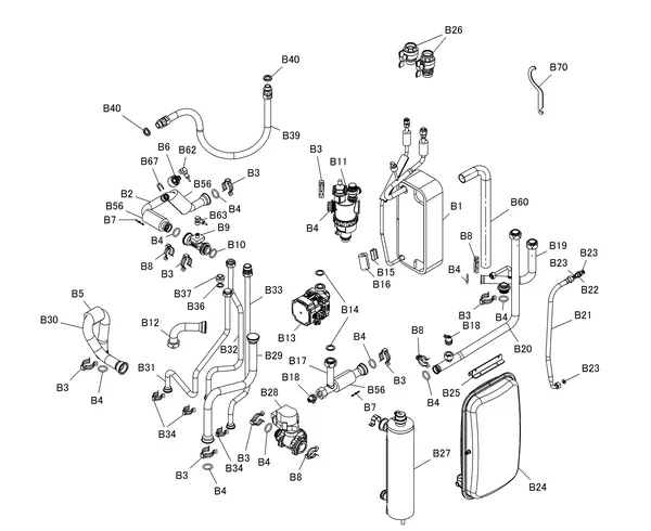 Exploded view Daikin 3 R F - EHFH03S18DJ3V | binnendeel: Hydraulisch systeem