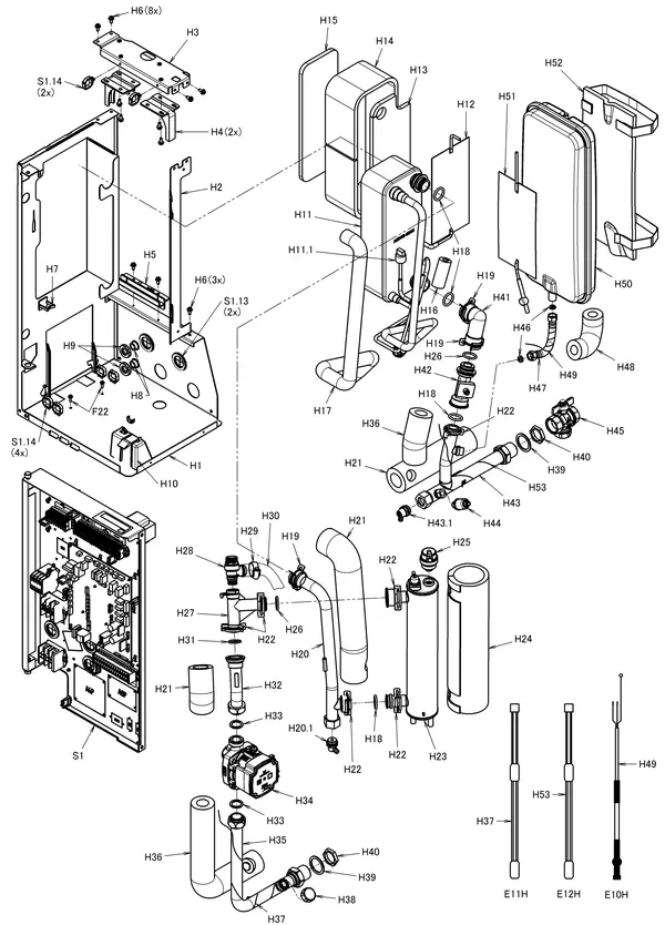 Exploded view Daikin 3 M - EDLA06E3V3 | buitendeel 6kW: Hydrokit