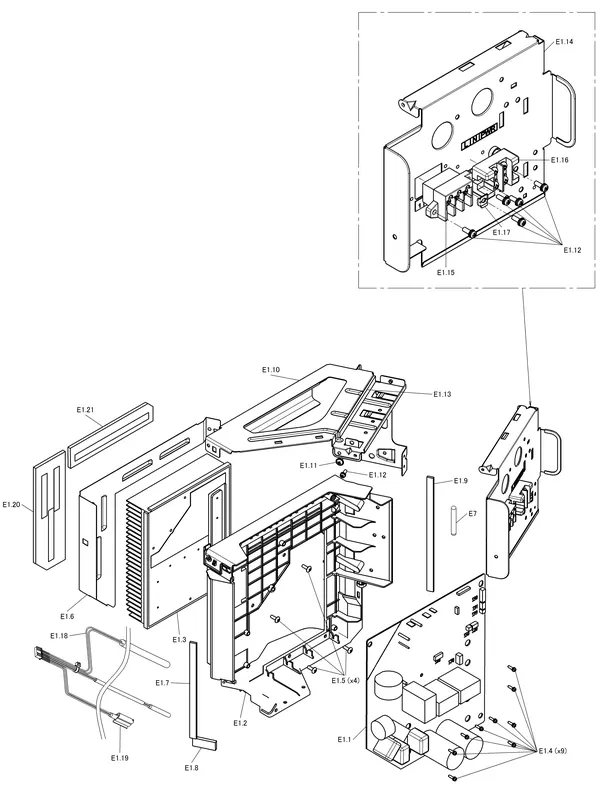 Exploded view Daikin 3 M - EDLA06E3V3 | buitendeel 6kW: Schakelkast basisunit