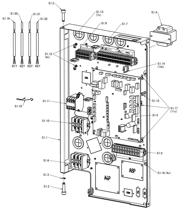 Exploded view Daikin 3 M - EDLA06E3V3 | buitendeel 6kW: Schakelkast hydrokit