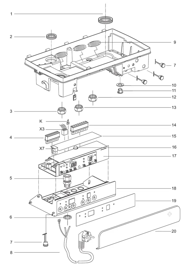 Exploded view Intergas NHYKOMB33AA | hybride gasmodule HR-ketel 32kW CW5: Elektra