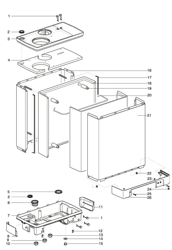 Exploded view Intergas NHYKOMB33AA | hybride gasmodule HR-ketel 32kW CW5: Mantel