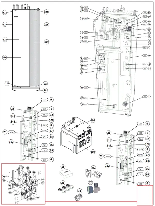 Exploded view Nibe ACVM 10A-270 | 069159: Totaaloverzicht