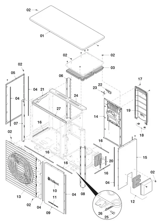 Exploded view Vaillant aroTHERM Split plus VWL 35/8.2 AS 230V: Manteldelen