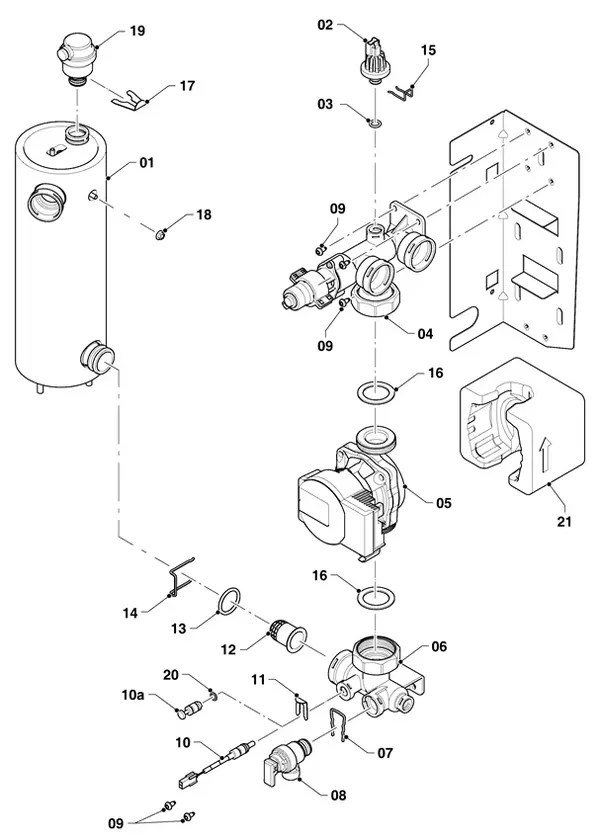 Exploded view Vaillant aroTHERM Split plus VWL 58/8.2 IS S5: Hydraulische module