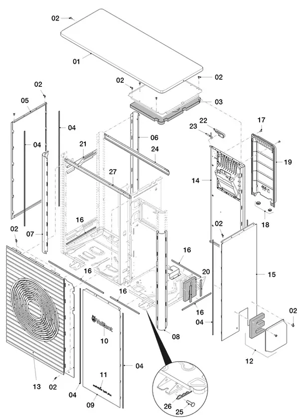 Exploded view Vaillant aroTHERM Split plus VWL 75/8.2 AS 230V: Manteldelen