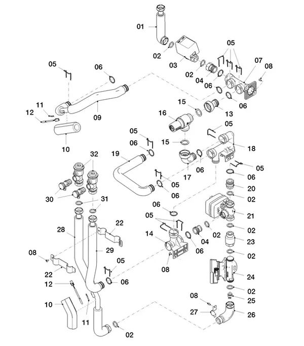 Exploded view Vaillant aroTHERM Split plus VWL 78/8.2 IS C2: Hydraulische delen hc2