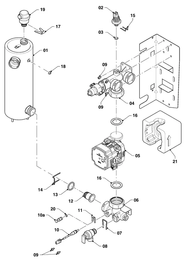 Exploded view Vaillant aroTHERM Split plus VWL 78/8.2 IS C2: Hydraulische module