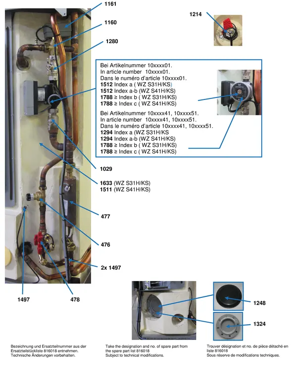 Exploded view Alpha Innotec WZS 41H-KS: Aansluitdelen