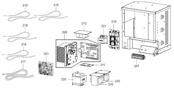 Exploded view Atag ODM 7 T | buitenunit 3-fase: Elektrische componenten