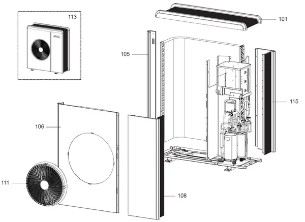 Exploded view Atag ODM 7 T | buitenunit 3-fase: Mantel