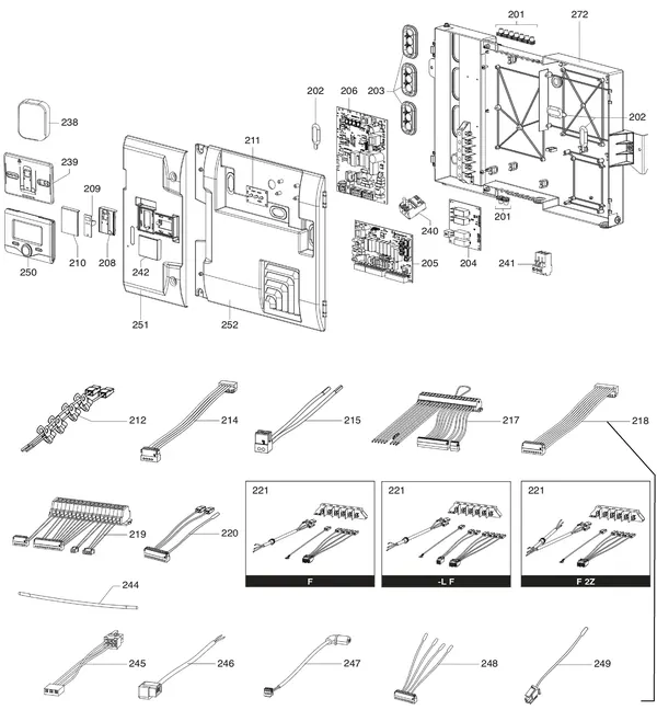 Exploded view Atag IDM-L F | binnenunit staand: Elektrische componenten