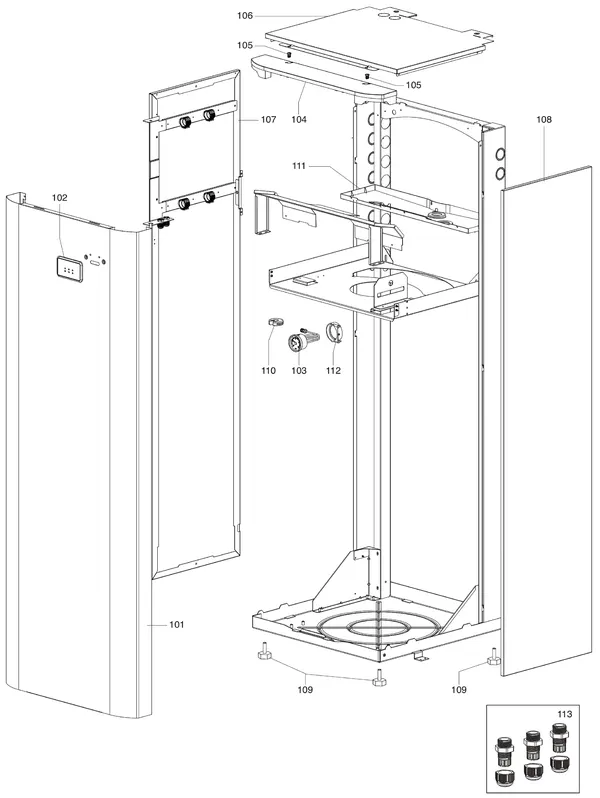 Exploded view Atag IDM-L F | binnenunit staand: Mantel
