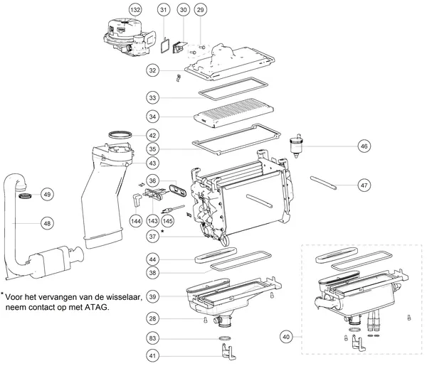 Exploded view Atag P20C iCon1 CW3: Warmteblok