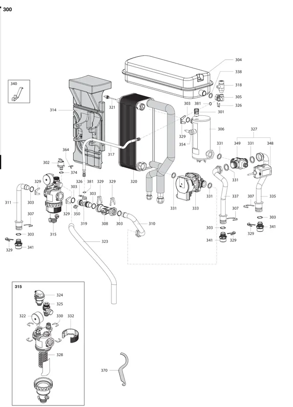 Exploded view Atag Energion IDU WH S 120-150: Hydraulische componenten