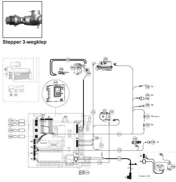 Exploded view Atag A285C | vanaf 2017 OSS2: Stepper 3 wegklep