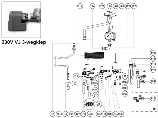 Exploded view Atag A285EC | vanaf 2017 OSS2: 230v vj 3 wegklep