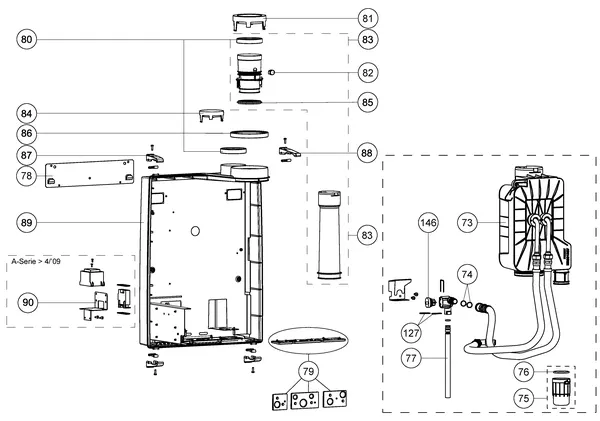 Exploded view Atag A285EC | vanaf 2017 OSS2: Achterwand