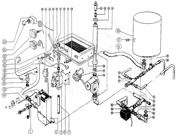 Exploded view Atag Blauwe Engel CMA 350: Waterzijdig