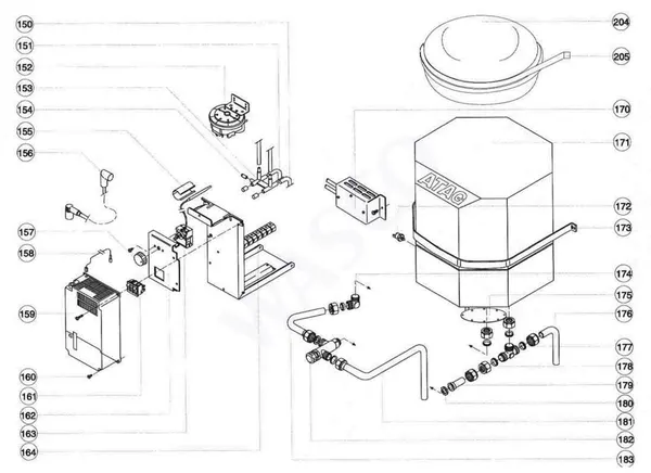 Exploded view Atag Blauwe Engel HR 27: Waterzijdig