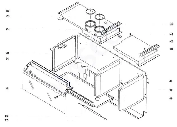 Exploded view Atag Blauwe Engel HR 27 T: Rookgas