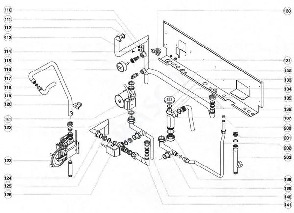 Exploded view Atag Blauwe Engel HR 33: Aansluitdelen