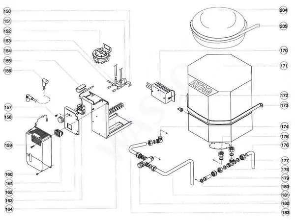 Exploded view Atag Blauwe Engel HR 33: Waterzijdig