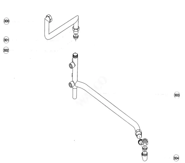 Exploded view Atag Blauwe Engel HR 33 T: Leidingen november 1993