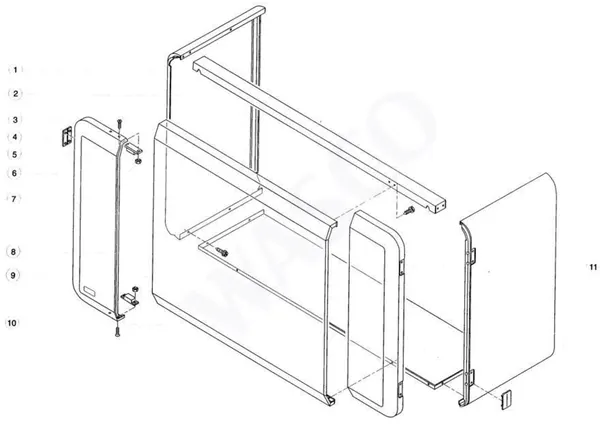 Exploded view Atag Blauwe Engel HR 33 T: Manteldelen