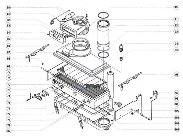 Exploded view Atag Blauwe Engel HR 33 T: Wisselaar